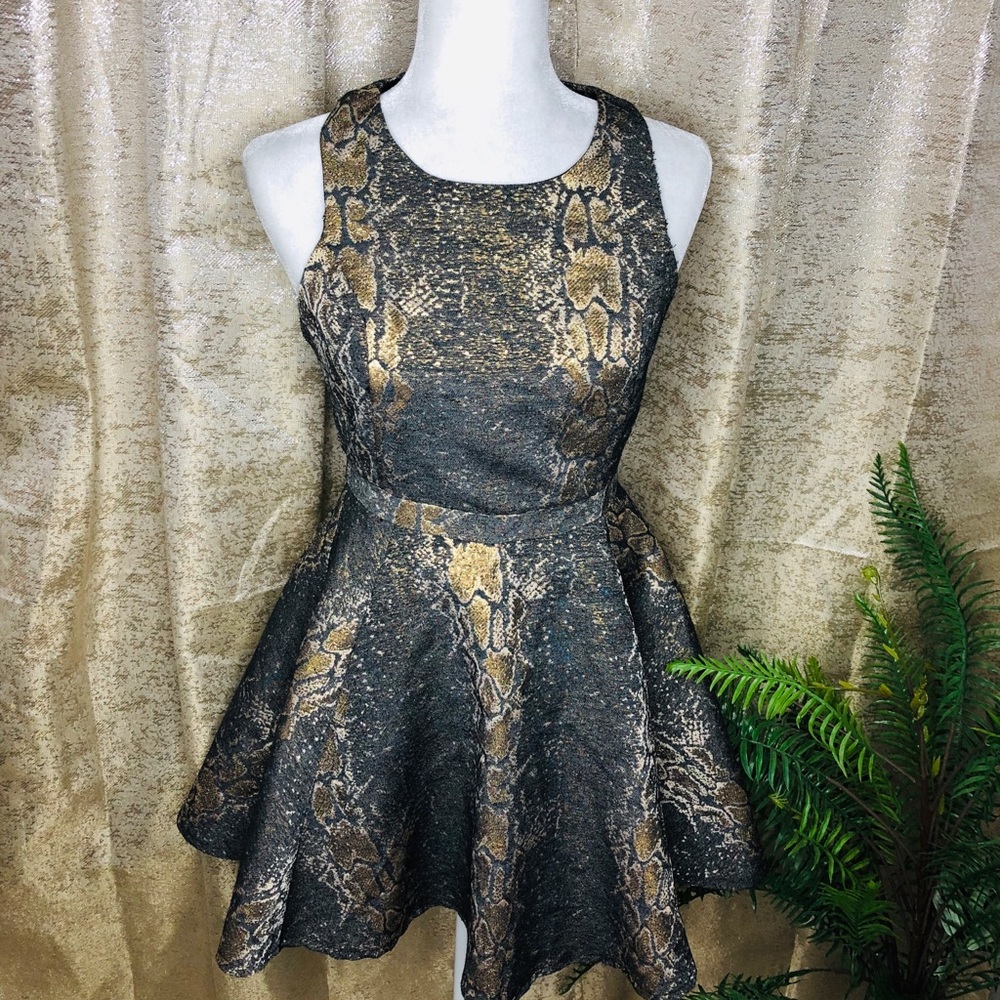 Ark & Co Black and Gold dress | open back